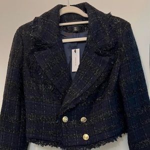 Karen Millen Navy Blue Cropped Blazer